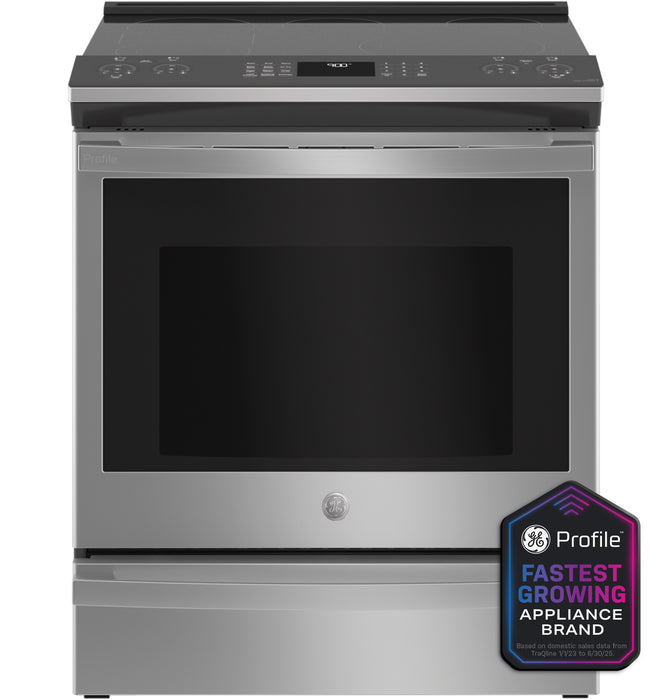 GE Profileª 30" Smart Slide-In Electric Convection Fingerprint Resistant Range with No Preheat Air Fry