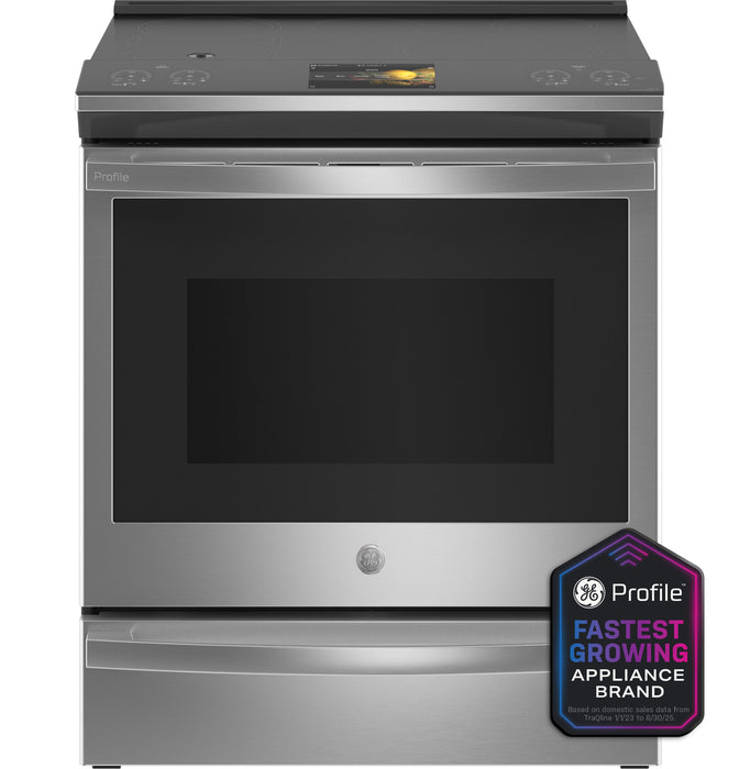 GE Profileª 30" Smart Slide-In Front-Control Induction Fingerprint Resistant Range with In Oven Camera