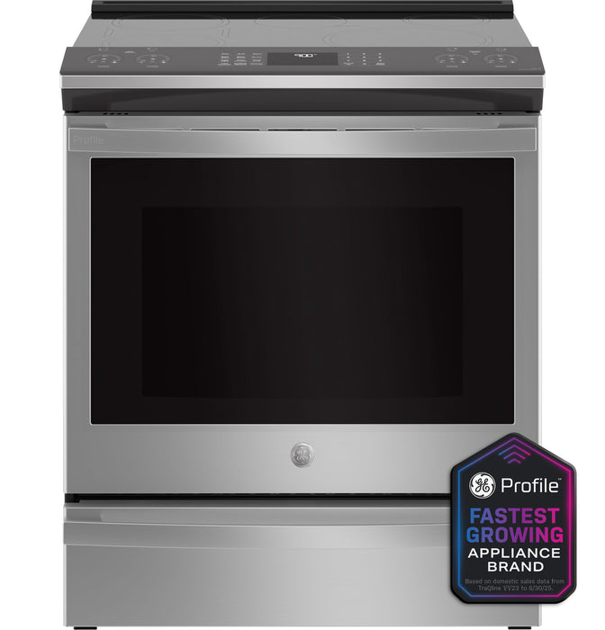 GE Profileª 30" Smart Slide-In Fingerprint Resistant Front-Control Induction and Convection Range with No Preheat Air Fry